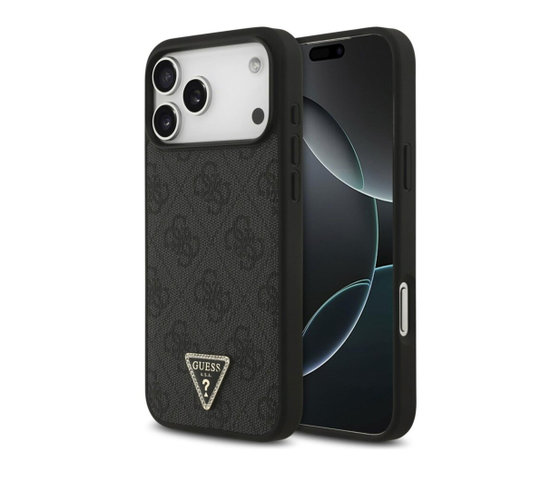 Guess Leather 4G Triangle Strass MagSafe do iPhone 17 Pro czarny - 1365560 - zdjęcie